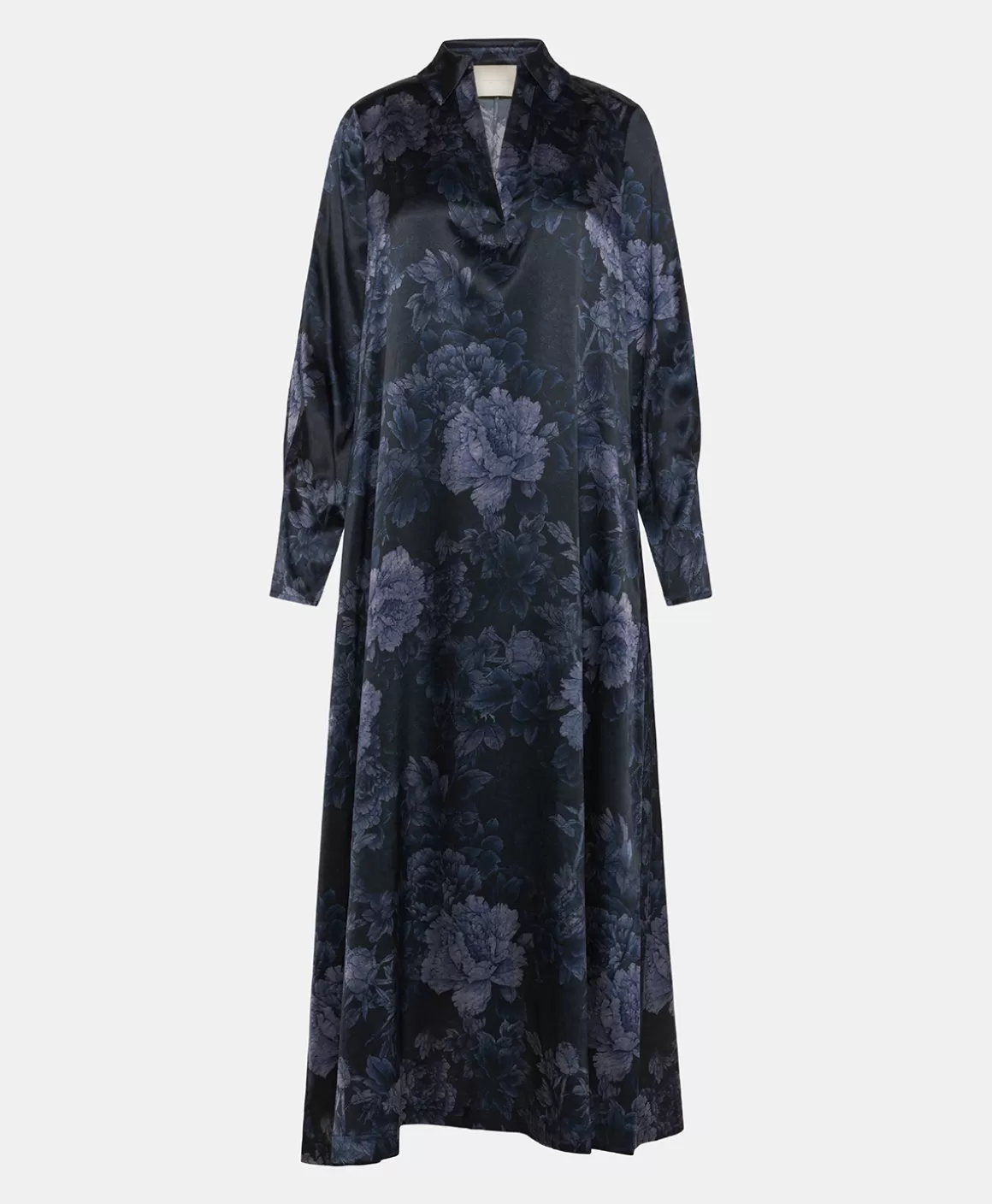 ROBE KIKYO EN SATIN STRETCH IMPRIMÉ - BLEU/BLEU NUIT*Momoni Clearance