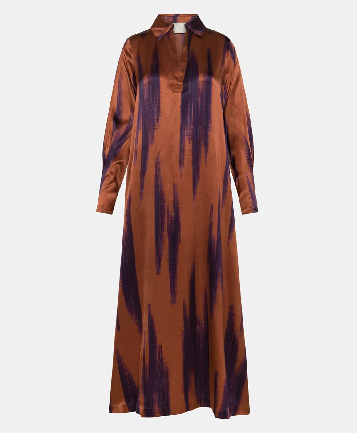 ROBE KIKYO EN SATIN STRETCH IMPRIMÉ - ROUILLE/ENCRE*Momoni Cheap