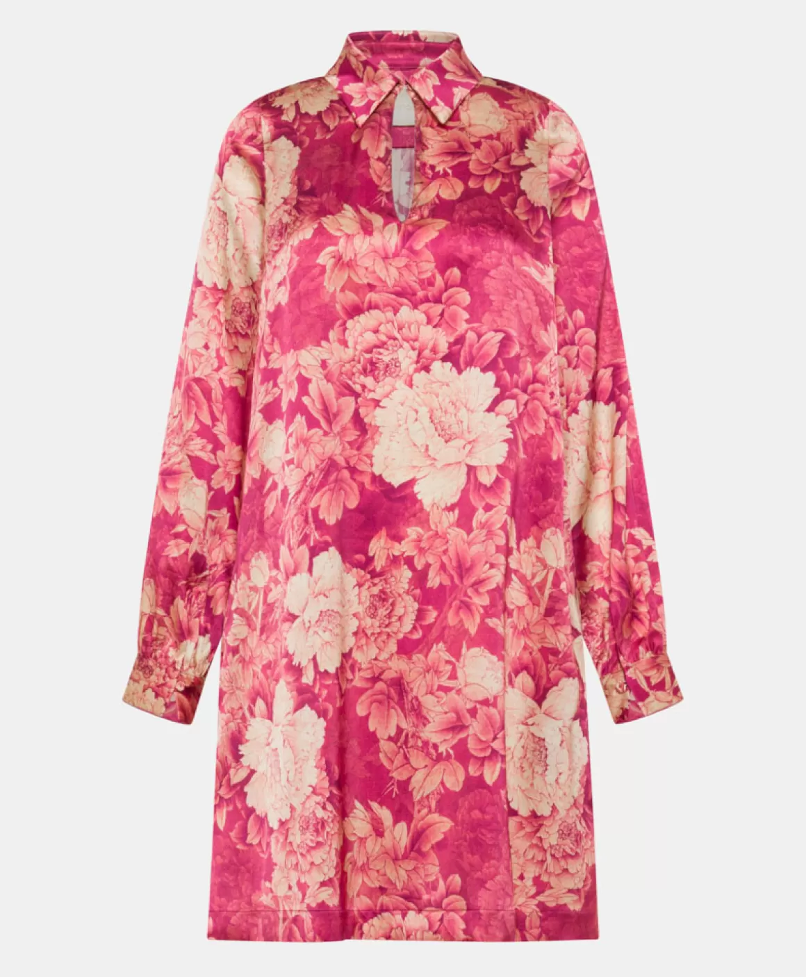 ROBE MIYAGI EN SATIN STRETCH IMPRIMÉ - FUCHSIA/CRÈME*Momoni Best Sale