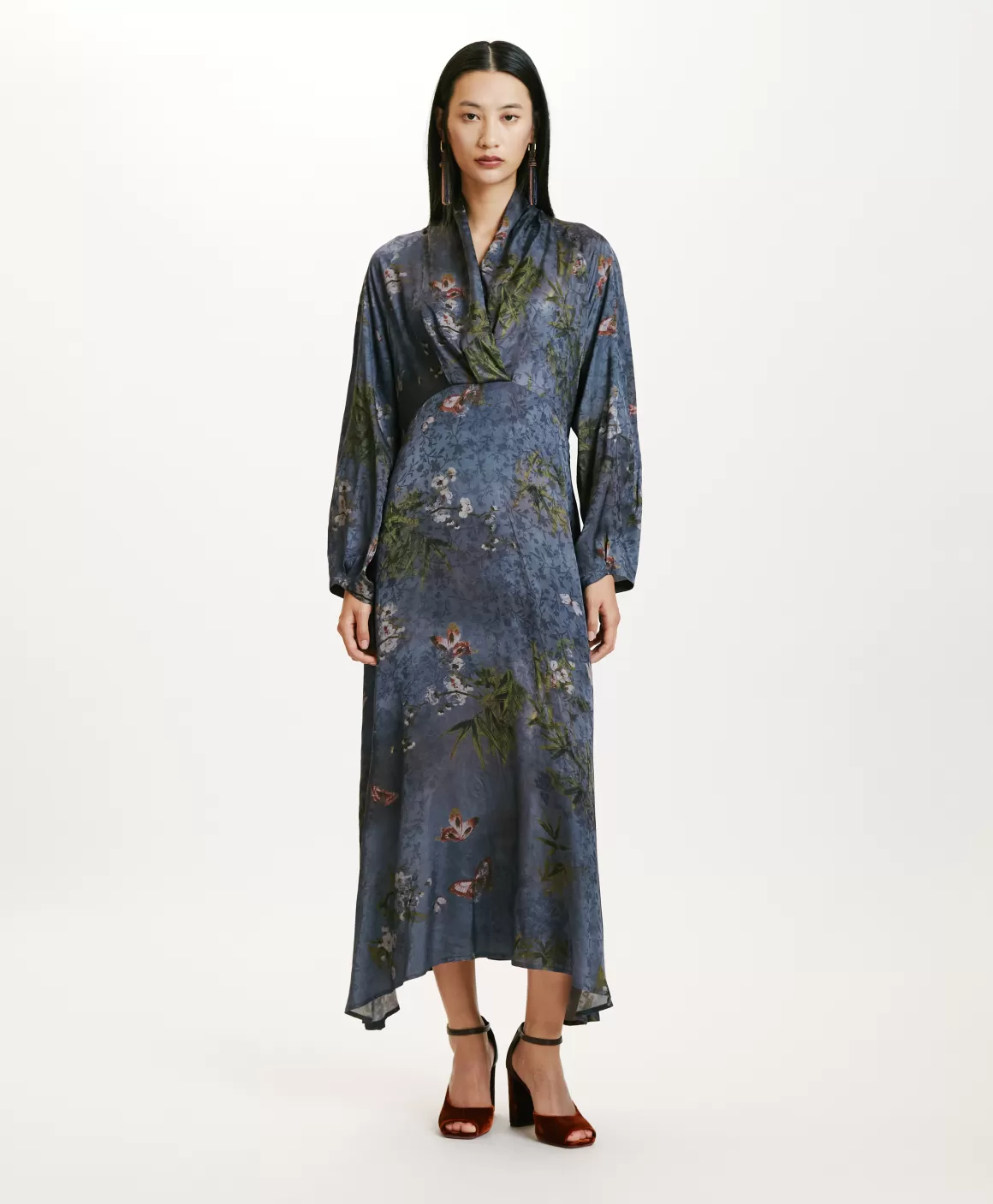 ROBE NAORA EN VISCOSE JACQUARD IMPRIMÉE - MULTICOLORE GRIS POUSSIÉREUX*Momoni Shop