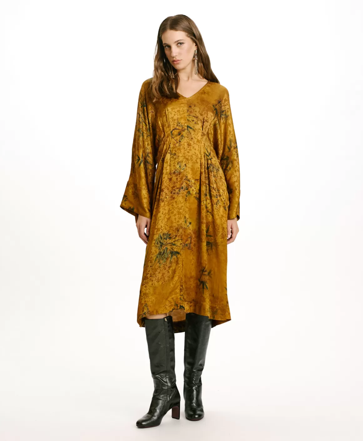 ROBE ROMI EN VISCOSE JACQUARD IMPRIMÉE - BRÛLÉ/MULTICOLORE*Momoni Shop