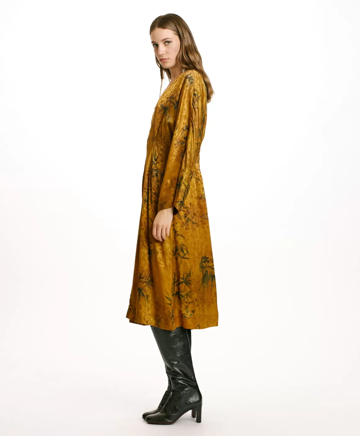 ROBE ROMI EN VISCOSE JACQUARD IMPRIMÉE - BRÛLÉ/MULTICOLORE*Momoni Shop