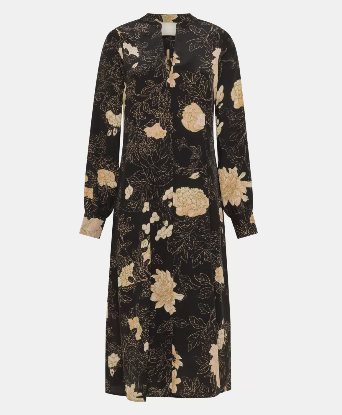 ROBE WANI EN CRÊPE DE CHINE IMPRIMÉ - NOIR/ROSE POUDRÉ*Momoni Fashion