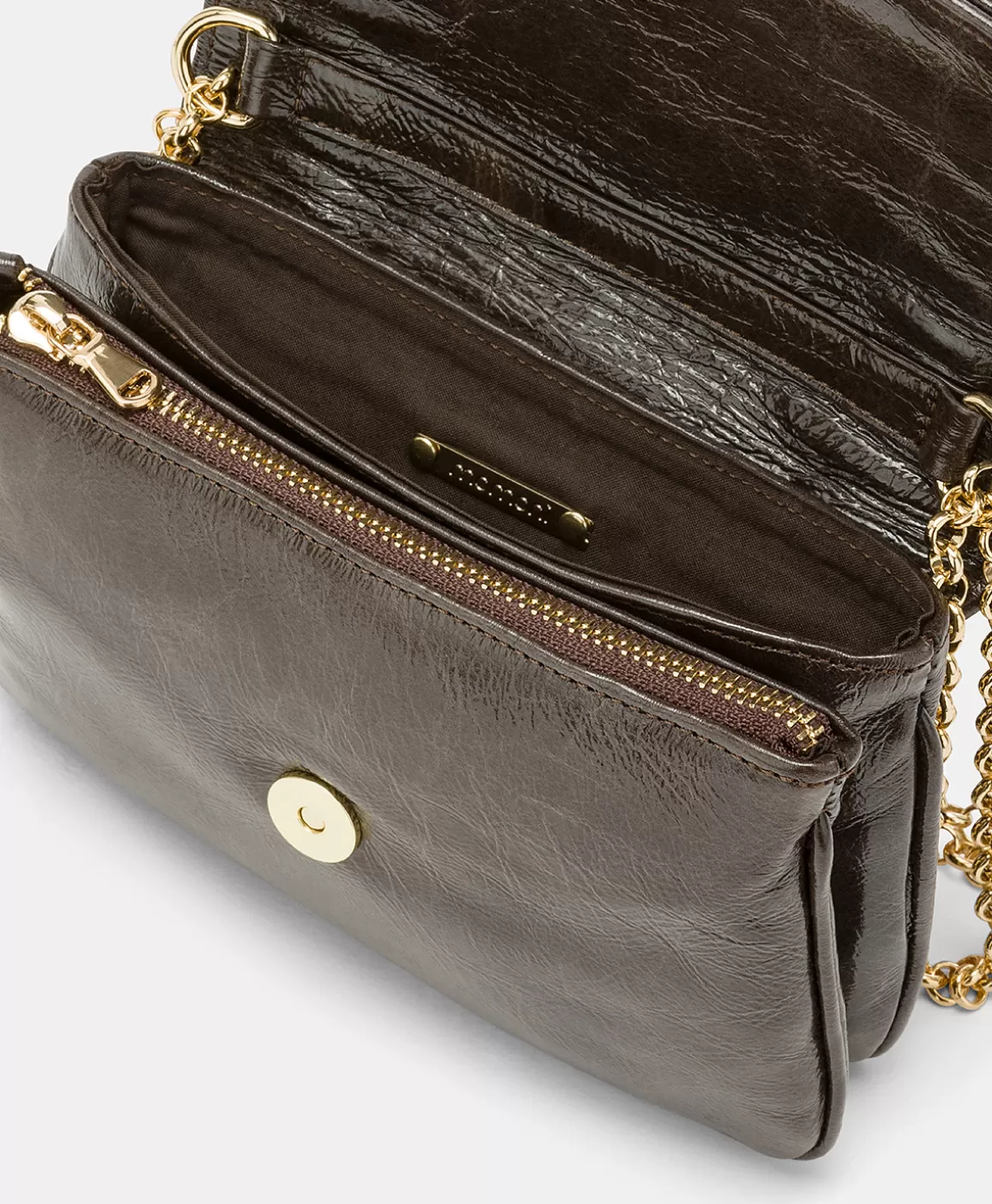 SAC MIMI' FLORE EN CUIR NAPLAK - BRUN FONCÉ*Momoni Discount