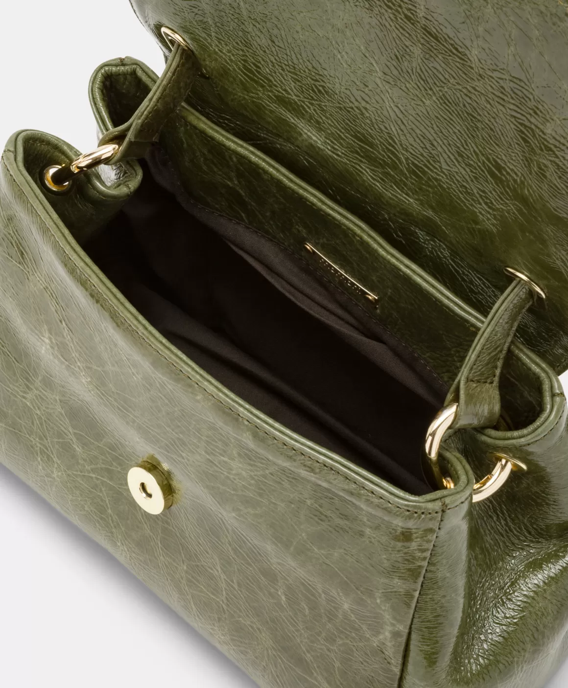 SAC PETIT FLORE EN CUIR NAPLAK - VERT OLIVE*Momoni Fashion
