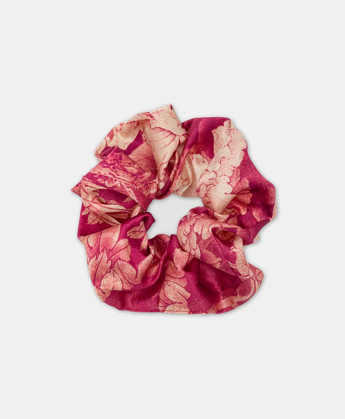 SCRUNCHIE EN SOIE IMPRIMÉ - FUCHSIA/CRÈME*Momoni Discount