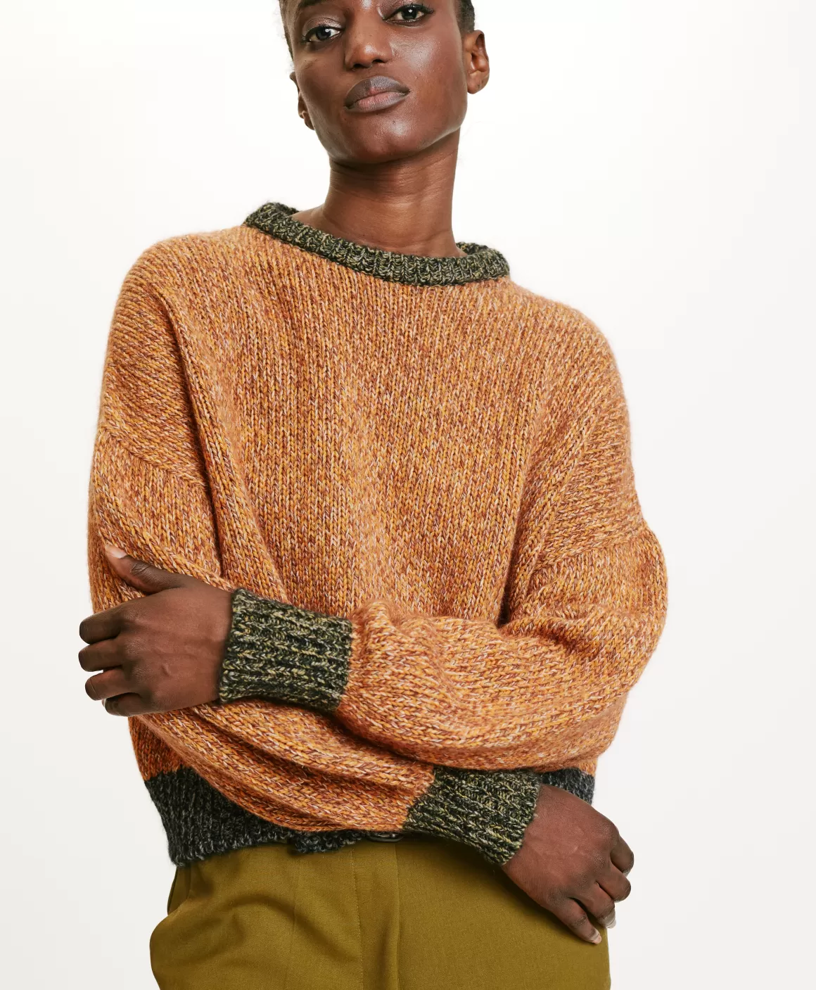 TRICOT HEBI MOULINÉ COLOR BLOCK - MULTICOLORE ORANGE*Momoni Best
