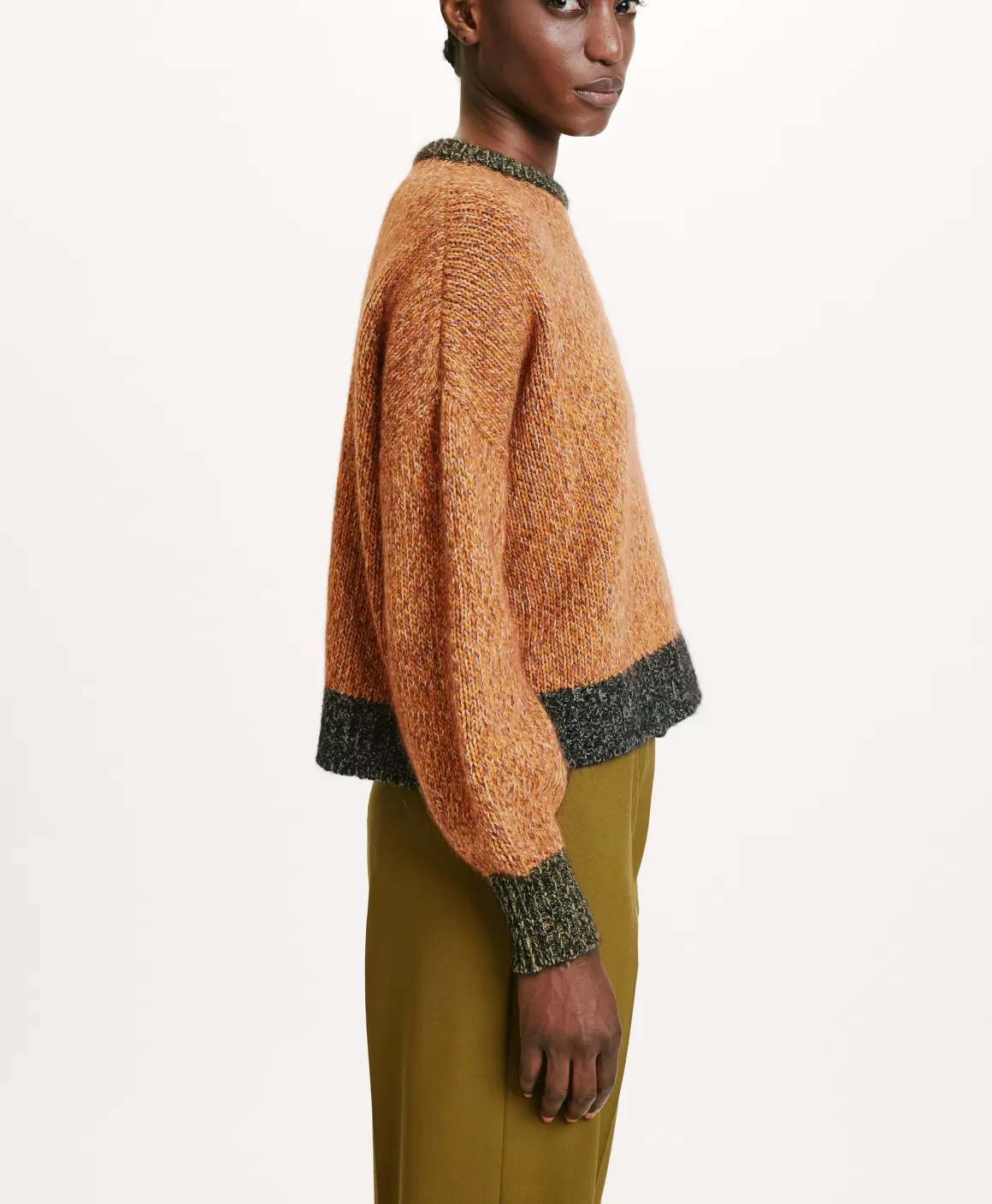 TRICOT HEBI MOULINÉ COLOR BLOCK - MULTICOLORE ORANGE*Momoni Best
