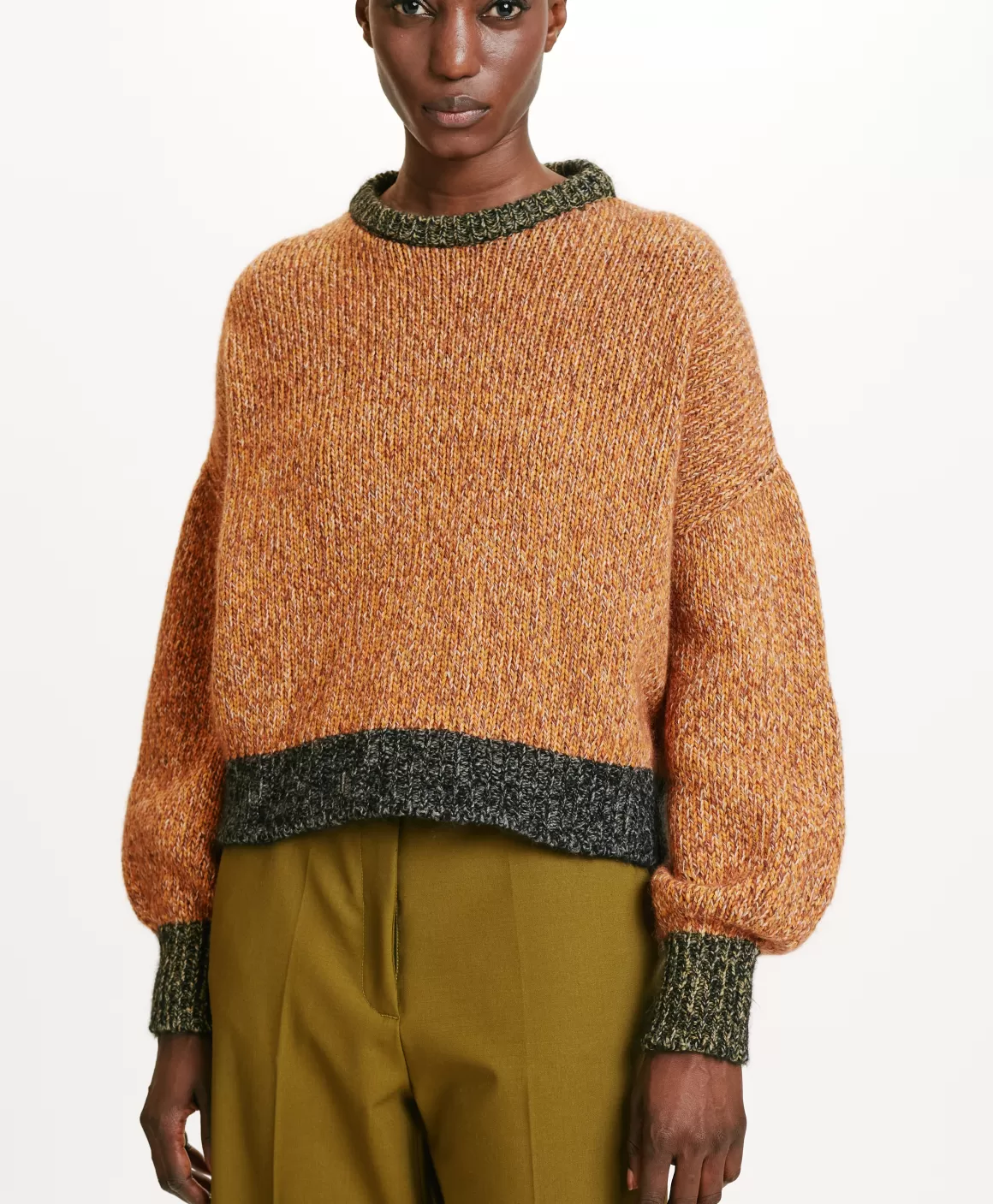TRICOT HEBI MOULINÉ COLOR BLOCK - MULTICOLORE ORANGE*Momoni Best
