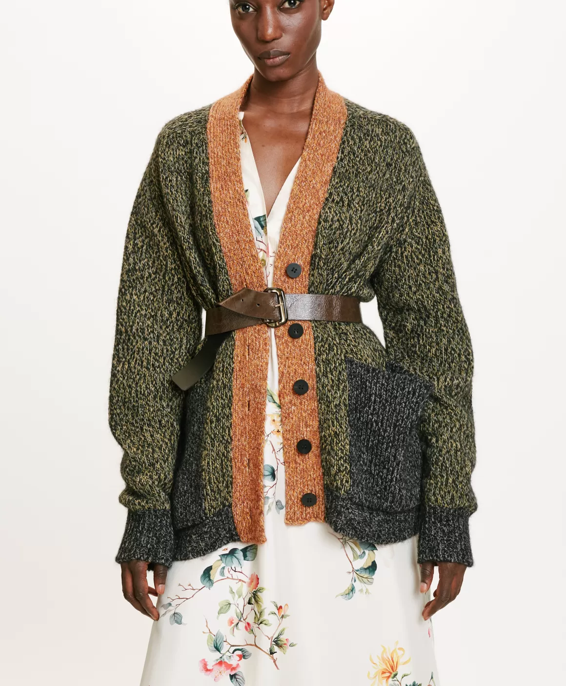 TRICOT NATSU MOULINÉ COLOR BLOCK - MULTICOLORE VERT*Momoni Best Sale