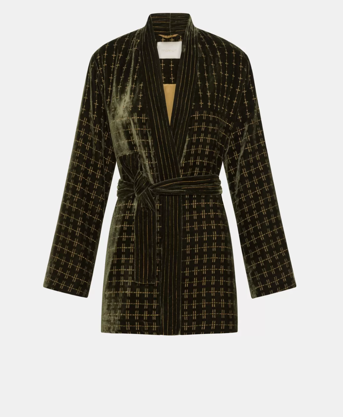 VESTE EUGENIE EN VELOURS MÉLANGE DE SOIE BRODÉ - VERT MATCHA*Momoni Sale