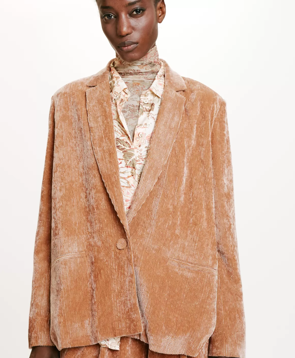 VESTE HINATA EN VELOURS STRETCH BICOLORE - *Momoni Fashion