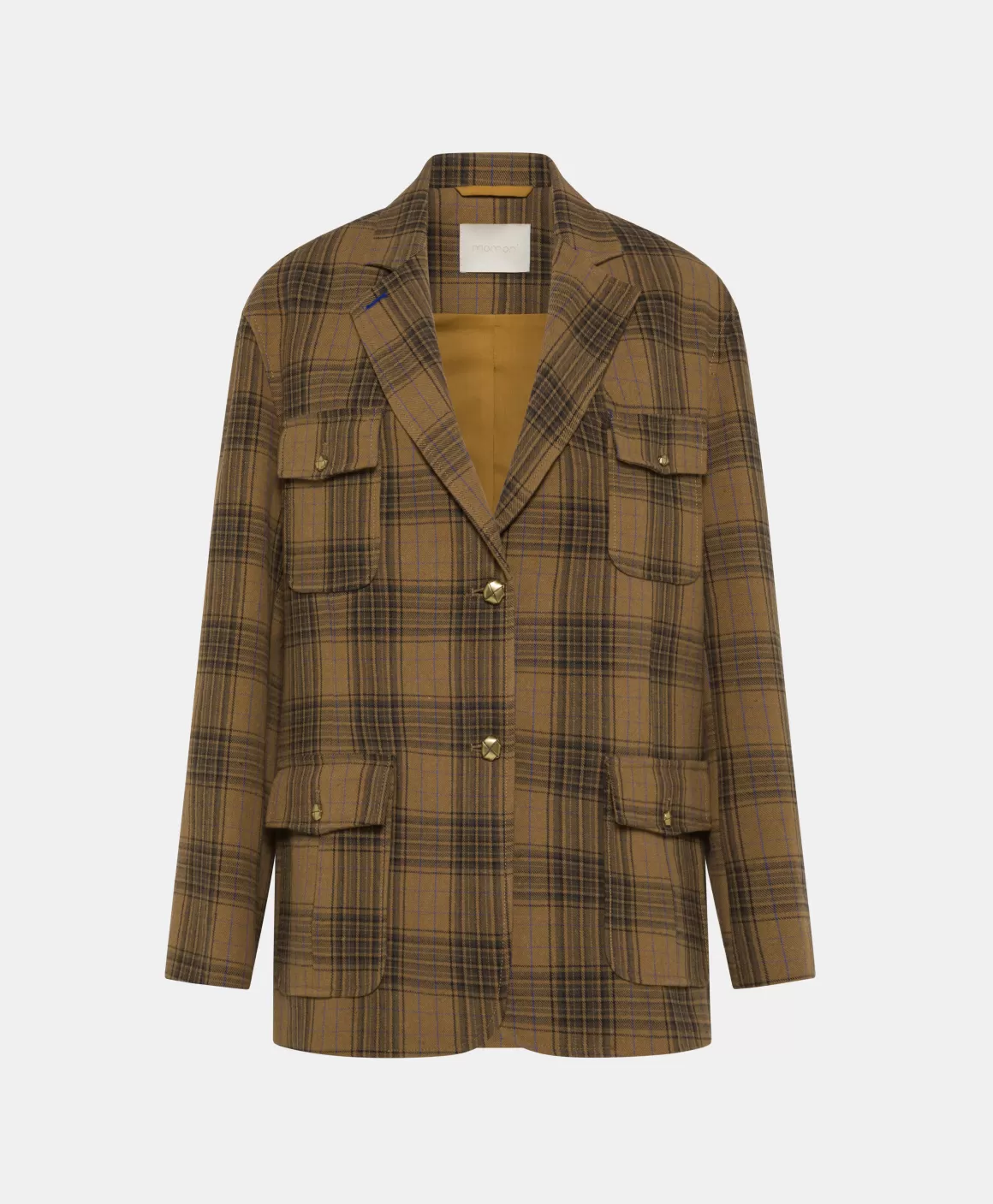VESTE SHIOMI EN TOILE COTON LAINE CARREAUX - MULTICOLORE CACAO*Momoni Store